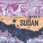 Depicting Sudan as a once-vibrant and hopeful nation now consumed by chaos and despair.